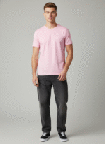 Comfort Fit Round Neck Pink T-Shirt for Men - Image 4