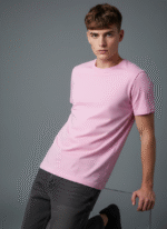 Comfort Fit Round Neck Pink T-Shirt for Men