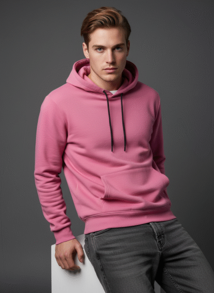 Cotton Fleece Onion Pink Hoodie | Soft, Breathable & Warm Winter Outfit