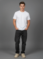 Comfort Fit Round Neck White T-Shirt for Men - Image 7
