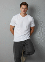 Comfort Fit Round Neck White T-Shirt for Men