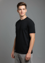 Comfort Fit Round Neck Black T-Shirt for Men - Image 4