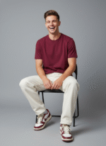 Comfort Fit Round Neck Maroon T-Shirt for Men - Image 4