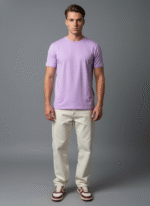 Comfort Fit Round Neck Lavender T-Shirt for Men - Image 2