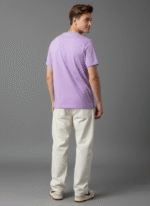 Comfort Fit Round Neck Lavender T-Shirt for Men - Image 4