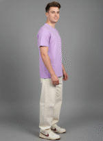 Comfort Fit Round Neck Lavender T-Shirt for Men - Image 7