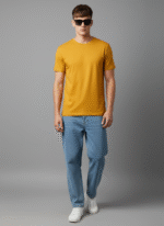 Comfort Fit Round Neck Mustard T-Shirt for Men - Image 7