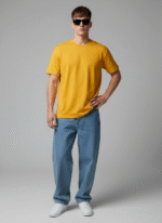 Comfort Fit Round Neck Mustard T-Shirt for Men - Image 5