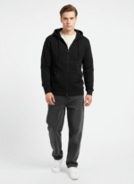 Cotton Fleece Black Zip Hoodie | Soft, Breathable & Warm Winter Outfit - Image 2