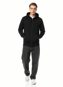 Cotton Fleece Black Zip Hoodie | Soft, Breathable & Warm Winter Outfit - Image 7