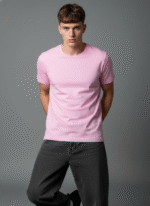 Comfort Fit Round Neck Pink T-Shirt for Men - Image 6