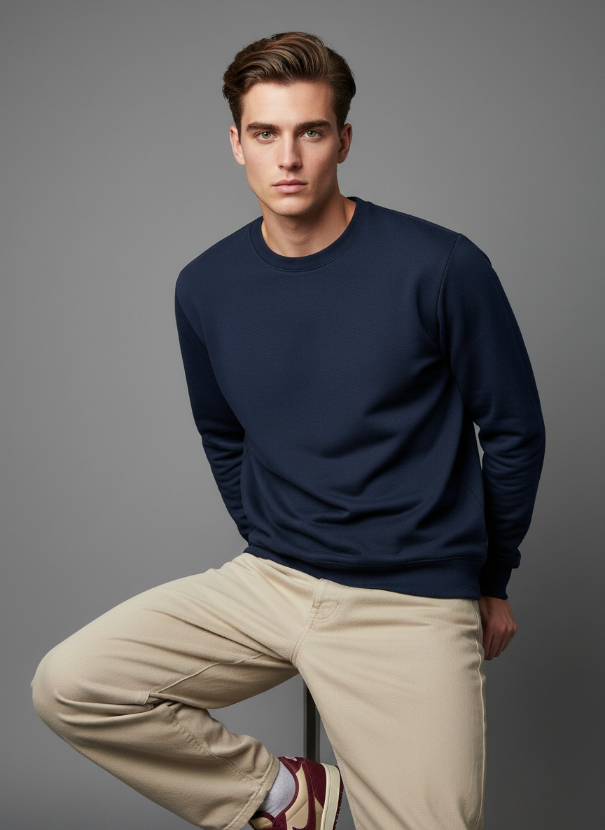 virtual-photoshoot-2 - 2025-11-19T230813.851 Clothbyte Style Premium Navy Sweatshirt - Image 1
