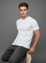 Comfort Fit Round Neck White T-Shirt for Men - Image 5