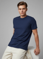 Comfort Fit Round Neck Navy T-Shirt for Men
