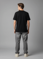 Comfort Fit Round Neck Black T-Shirt for Men - Image 2