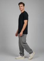 Comfort Fit Round Neck Black T-Shirt for Men - Image 3