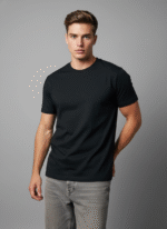 Comfort Fit Round Neck Black T-Shirt for Men