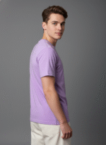 Comfort Fit Round Neck Lavender T-Shirt for Men - Image 3