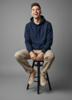 Cotton Fleece Navy Hoodie | Soft, Breathable & Warm Winter Outfit