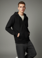 Cotton Fleece Black Zip Hoodie | Soft, Breathable & Warm Winter Outfit - Image 4