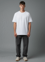 Oversized Round Neck White T shirt - Image 2