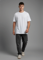 Oversized Round Neck White T shirt - Image 7