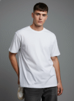 Oversized Round Neck White T shirt
