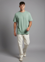 Oversized Round Neck Sage Green T shirt - Image 7