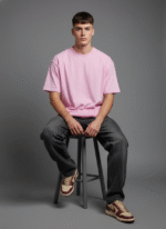 Premium Oversized Round Neck Pink T shirt - Image 7