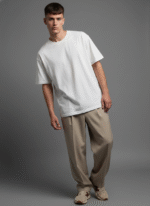 Oversized Round Neck Off-White T shirt