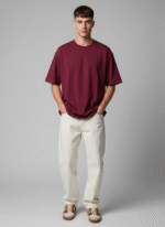 Premium Oversized Round Neck Maroon T shirt - Image 7