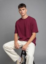 Premium Oversized Round Neck Maroon T shirt - Image 2