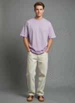 Oversized Round Neck Lavender T-shirt - Image 2