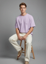 Oversized Round Neck Lavender T-shirt - Image 5