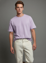 Oversized Round Neck Lavender T-shirt