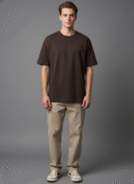 Oversized Round Neck  Dark Brown T-shirt - Image 4