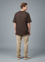 Oversized Round Neck  Dark Brown T-shirt - Image 3