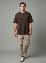 Oversized Round Neck  Dark Brown T-shirt - Image 7