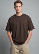 Oversized Round Neck  Dark Brown T-shirt - Image 2