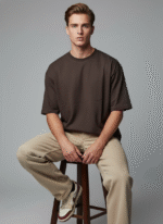 Oversized Round Neck  Dark Brown T-shirt - Image 6