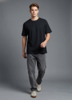 Oversized Round Neck Black T-shirt - Image 6