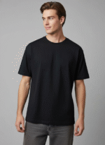 Premium Oversized Round Neck Black T shirt - Image 4