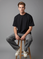 Premium Oversized Round Neck Black T shirt - Image 6