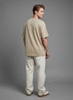 Premium Oversized Round Neck Beige T shirt - Image 3