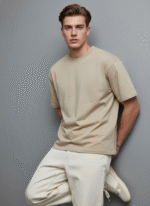 Premium Oversized Round Neck Beige T shirt