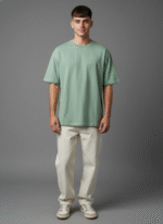 Oversized Round Neck Sage Green T shirt - Image 2