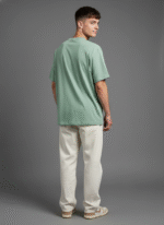 Oversized Round Neck Sage Green T shirt - Image 3