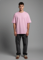 Premium Oversized Round Neck Pink T shirt - Image 2