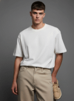 Oversized Round Neck Off-White T shirt - Image 6