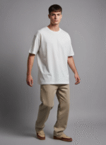 Oversized Round Neck Off-White T shirt - Image 5